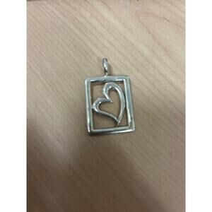 .925 Sterling Silver Framed Heart Pendant
